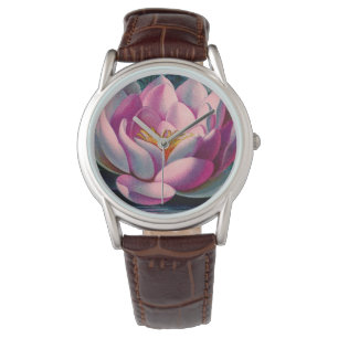 Montre Fleur de Lotus rose vintage