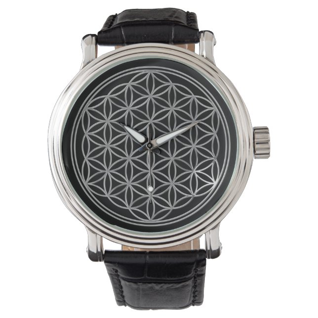 Montre Fleur de vie - argent (devant)