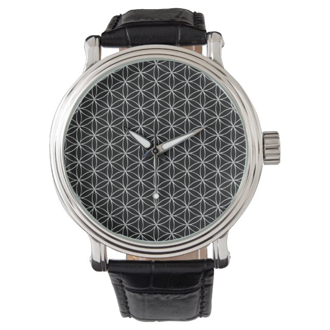 Montre Fleur de vie / Blume des Lebens - motif d'argent (devant)