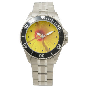 Montre Fleur d'Hibiscus jaune