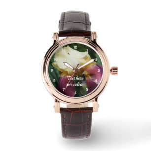 Montre Fleur d'Iris à harnais Jaune Personnalisée