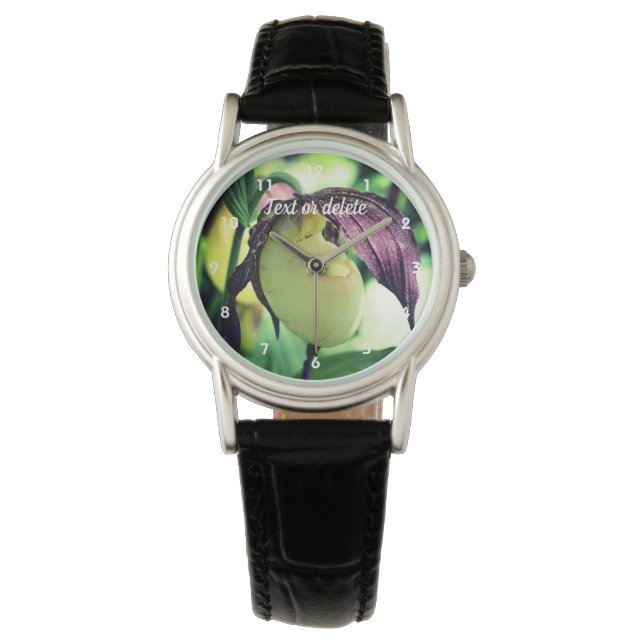 Montre Fleur d'orchidée blanche Lady Slipper Personnalisé (devant)