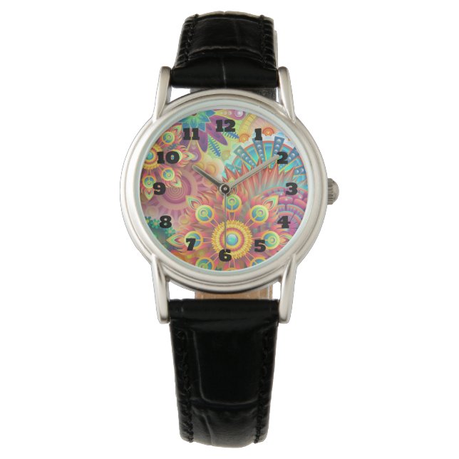 Montre Fleur Et Roues Art Nouveau Abstrait (devant)