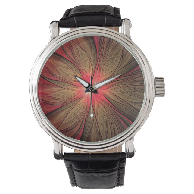 Montre Fleur fractale de fansy rouge (devant)