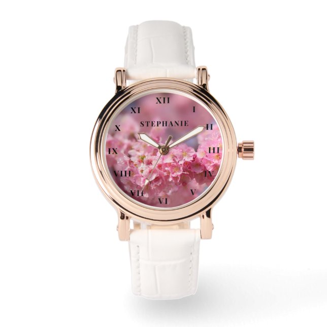 Montre Fleur rose cerisier Sakura printemps (Recto)