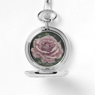 Montre Fleur rose rose croustillante florale Personnalisé