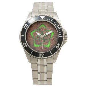 Montre Fleur vert noeud celtique sur art numérique en cui