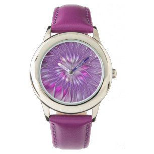 Montre Fleur violette rose Passion Abstrait Art fractal