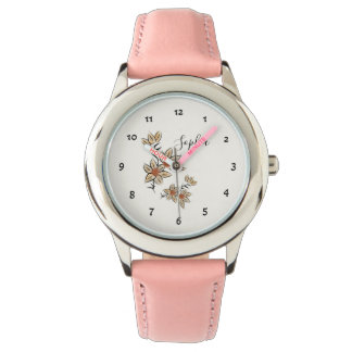 Montre Fleurs beige