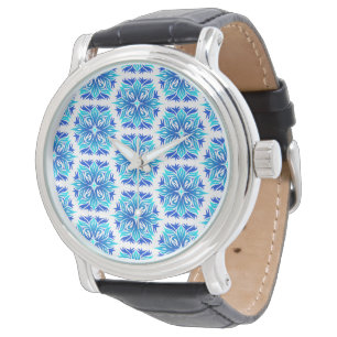 Montre Fleurs Bleues, Motif De Fleurs, Motif Floral