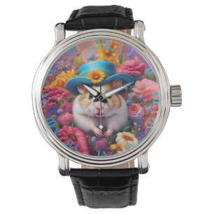 Montre Fleurs Casquettes Imaginaire mignonne Hamster
