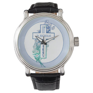Montre Fleurs de croix de prêtre personnalisées