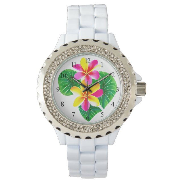 Montre Fleurs de la Plumeria tropicale (devant)