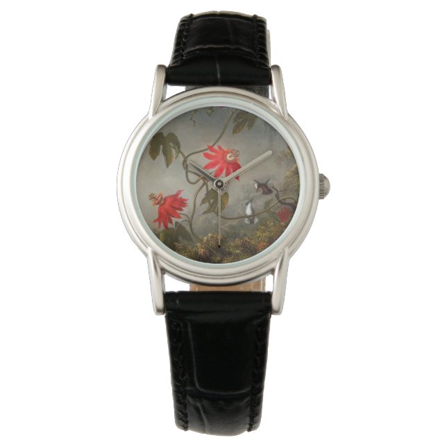 Montre Fleurs de passion avec tête de colibris (devant)