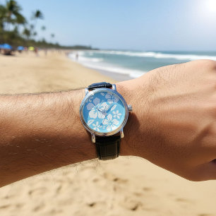 Montre Fleurs de plage bleu tropical