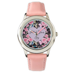 Montre Fleurs de rose en aquarelle rose fleurs filles joi