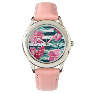 Montre Fleurs d'été exotiques rayées