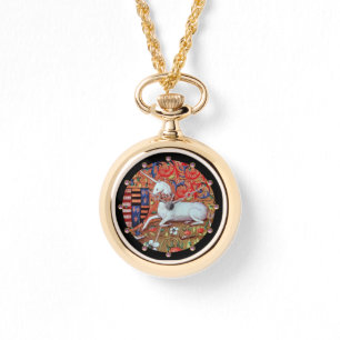 MONTRE FLEURS D'IMAGINAIRES UNICORNES ET MÉDIÉVAUX, MOTIF