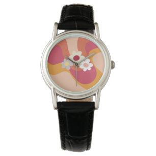 Montre Fleurs et vagues de style rétro