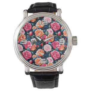 Montre Fleurs florales roses Motif-80037
