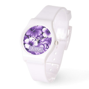 Montre Fleurs Hawaïennes Tropicales Hibiscus Personnalisé