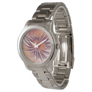 Montre Fleurs imaginaires fractales douces et tendres