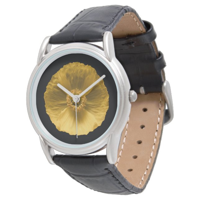 Montre Fleurs | Pavot jaune (Incliné)