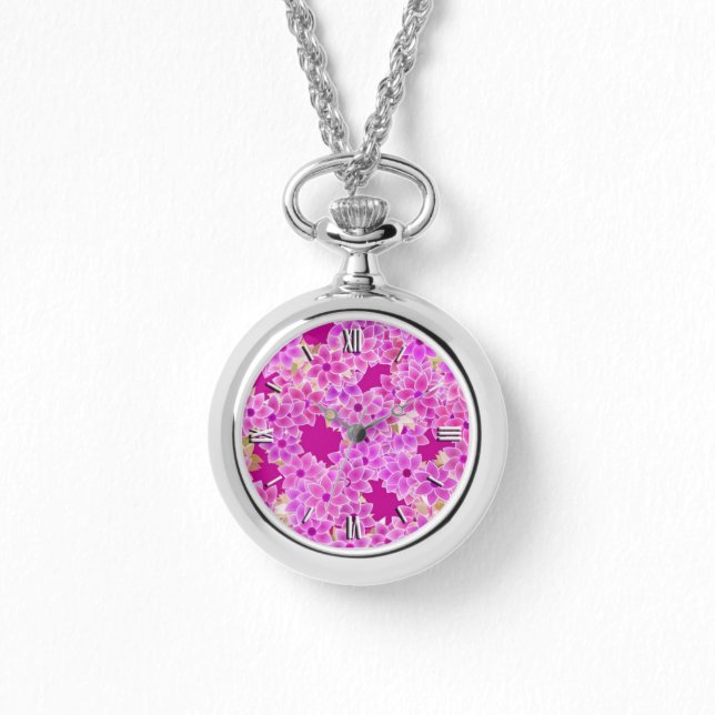 Montre Fleurs pourpres, lavande et prune, arrière - plan  (Recto)