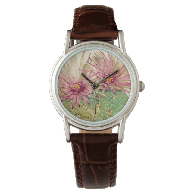 Montre Fleurs roses de cactus (devant)
