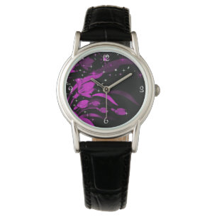 Montre Fleurs roses jolies Éclats en étoile scintillent