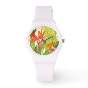 Montre Fleurs tropicales   Oiseau du paradis