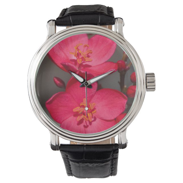 Montre Fleurs tropicales rouges et roses de Fidji (devant)