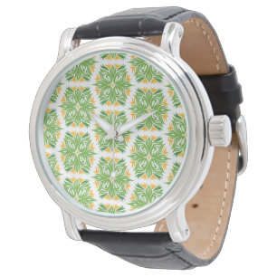 Montre Fleurs Vertes, Motif De Fleurs, Motif Floral