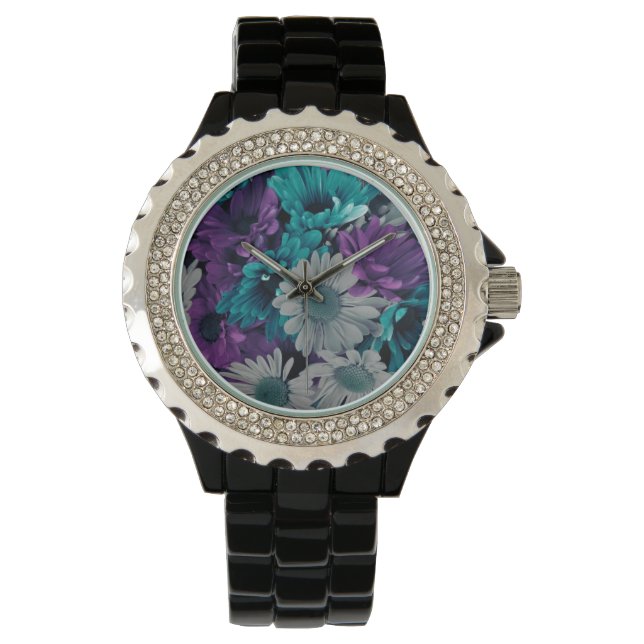 Montre Fleurs violettes et bleues (devant)