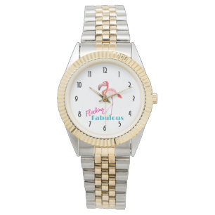 Montre Flocking Fabulous Typography avec Flamant rose ros