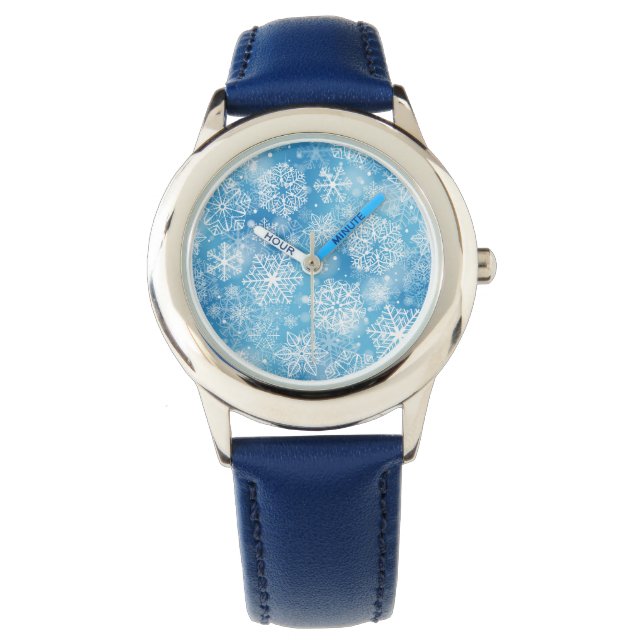 Montre Flocon de neige bleu (devant)