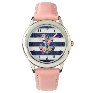 Montre Floral anchor on striped background
