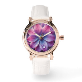 Montre Floral Violet et Fleur Lilac rose