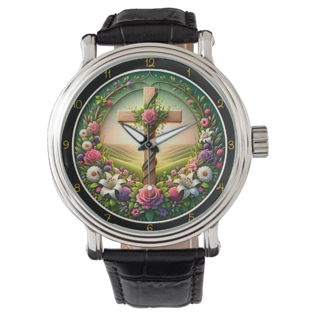 Montre Floral Welcome Cross Garden Clock (devant)