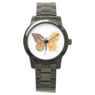 Montre Flower Butterfly with Yellow California Poppy