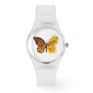 Montre Flower Butterfly with Yellow California Poppy