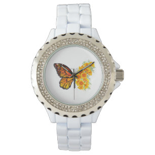 Montre Flower Butterfly with Yellow California Poppy