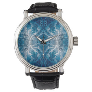 Montre Flux cosmique sacré - Symétrie argent bleu
