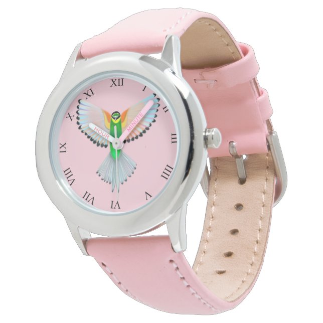 Montre Flying d'oiseaux colorés (Incliné)