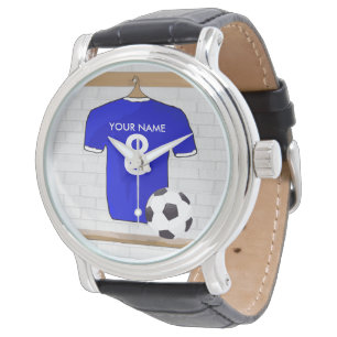 Montre Football Club de football blanc bleu personnalisé 
