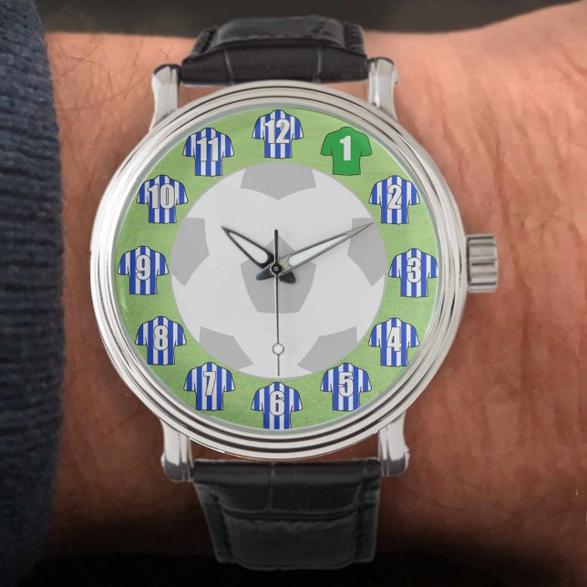 Montre Football Watch - avec Chemises à rayures bleues et (Créateur téléchargé)