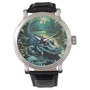 Montre Forêt Alligator de dessin animé mignon Imaginaire