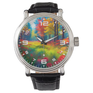 Montre Forêt avec des arbres et des fleurs colorés
