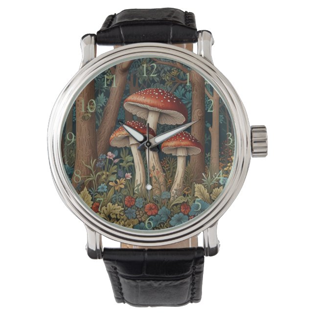 Montre Forêt boisée de champignon boho élégant (devant)