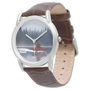 Montre Forêt de pins sauvage du lac Bigfoot Canoe